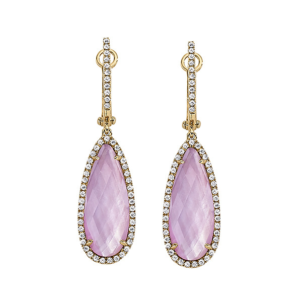 Crystal Pear Droplet Earrings Light Rose & Light Topaz Gems