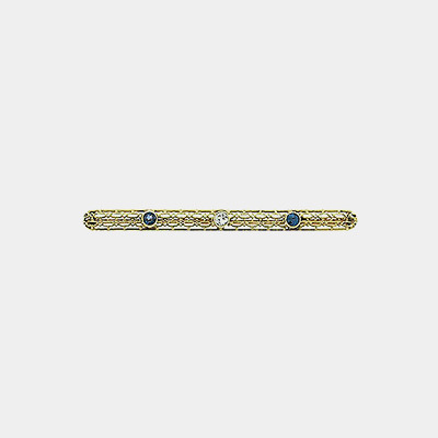 14kt Diamond & Sapphire Bar Pin