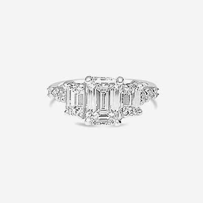 Platinum Emerald Cut Diamond Engagement Ring