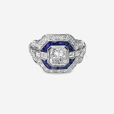 18kt Diamond and Sapphire engagement Ring