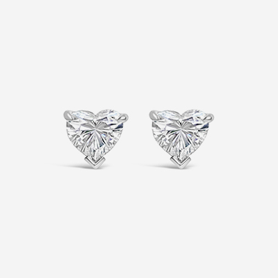 Platinum Tiffany Heart Diamond Stud Earrings