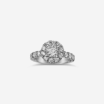 14kt Round Diamond Halo Engagement Ring