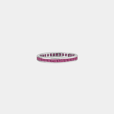 18k White Gold Hoop And Pink Sapphire Eternity Wedding Band