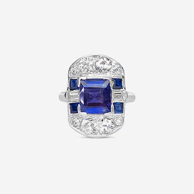 14kt Sapphire and diamond antique ring