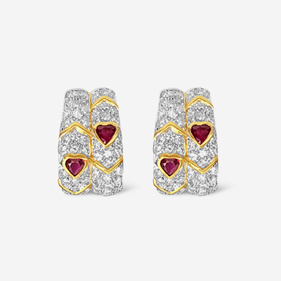 18kt ruby and diamond earrings