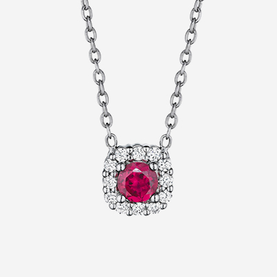 14kt ruby and diamond pendant