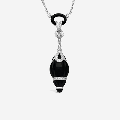 18kt black onyx and diamond drop pendant