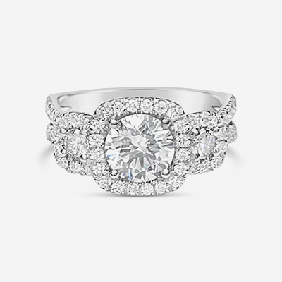 14kt diamond halo ring