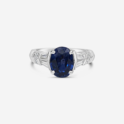 Platinum Sapphire and diamond ring