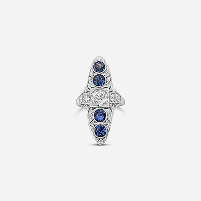 14kt sapphire and diamond antique ring