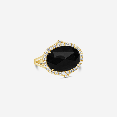 18kt black onyx and diamond ring