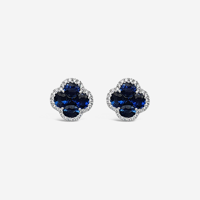 14kt Sapphire and diamond halo stud earrings