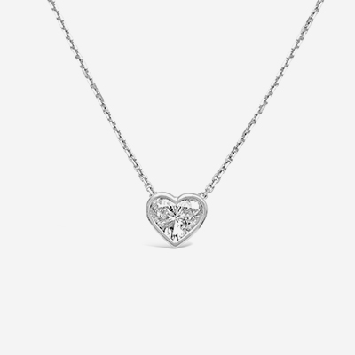 14kt diamond bezel heart shape pendant
