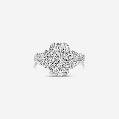 18kt four leaf clover diamond ring