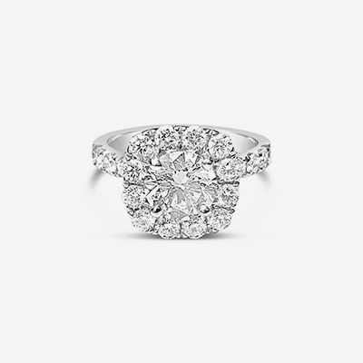 14kt diamond halo engagement ring