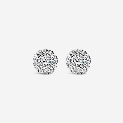 14kt diamond halo stud earrings