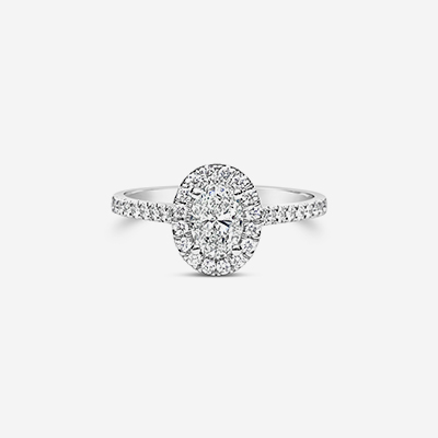 14kt oval diamond halo engagement ring