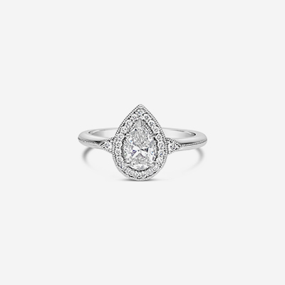14kt pear shape diamond engagement ring