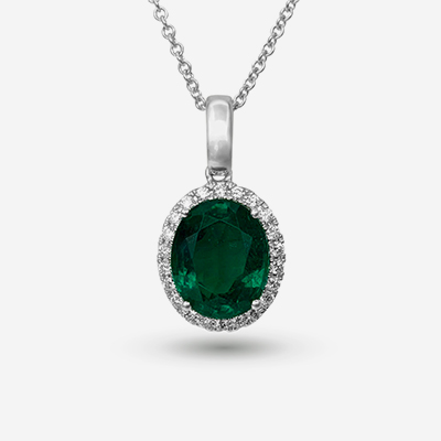 18kt Emerald and diamond pendant