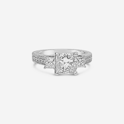 Platinum princess cut engagement ring