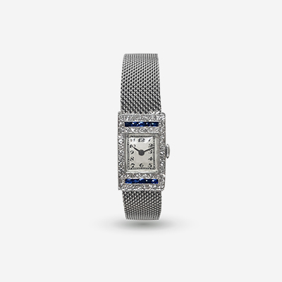 Platinum Diamond and Sapphire vintage ladies watch