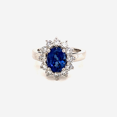 14kt Oval Sapphire and Diamond Ring