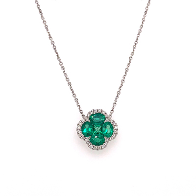 18kt emerald and diamond necklace