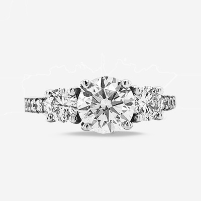 14KT Three-Stone Diamond Engagement Ring