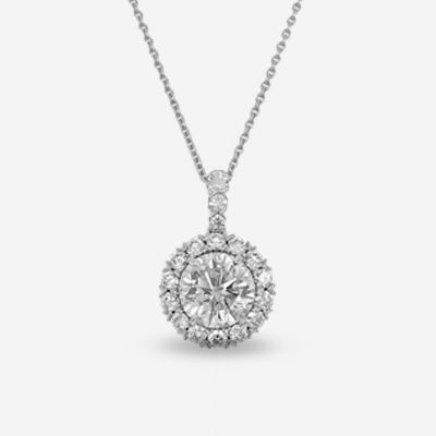 18KT ROUND HALO DIAMOND PENDANT