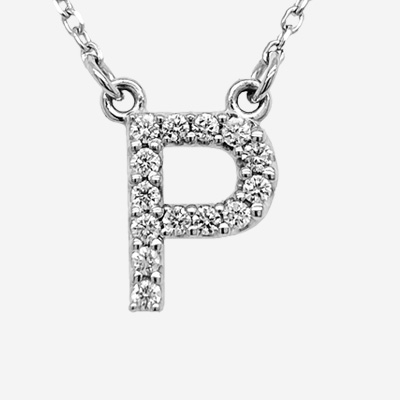 14KT Diamond P Initial Pendant