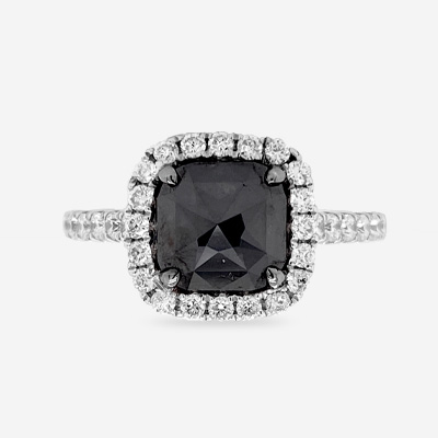 18KT Black Diamond Halo Ring