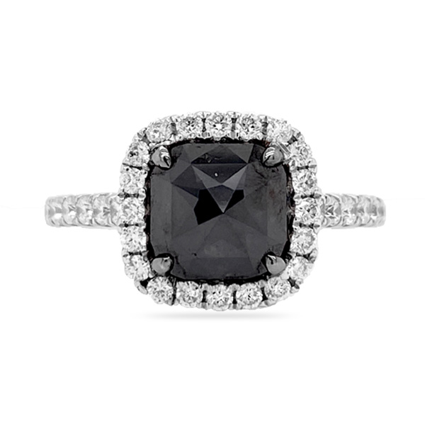 18KT Black Diamond Halo Ring E.B. Horn Jewelers SKU DRX2247