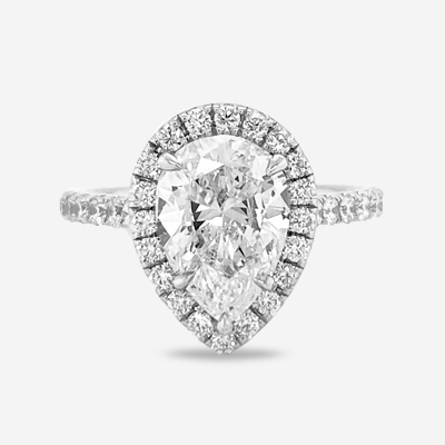 14KT Pear Shape Halo Diamond Engagement Ring