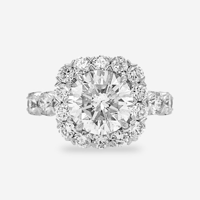 18KT Round Diamond Halo Engagement Ring