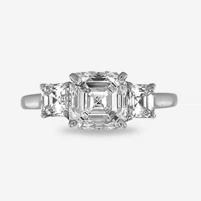 Platinum Asscher Cut Diamond Engagement Ring