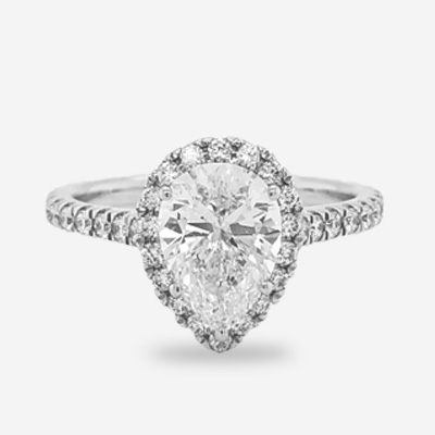 18KT Pear Shape Diamond Halo Engagement Ring