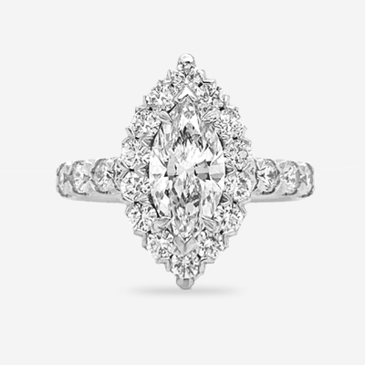 18KT Marquise Diamond Halo Engagement Ring