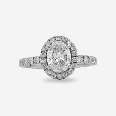 14KT Oval Diamond Halo Engagement Ring
