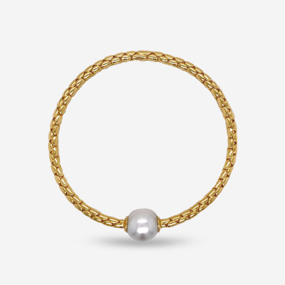 18KT Single Pearl Stretch Bracelet