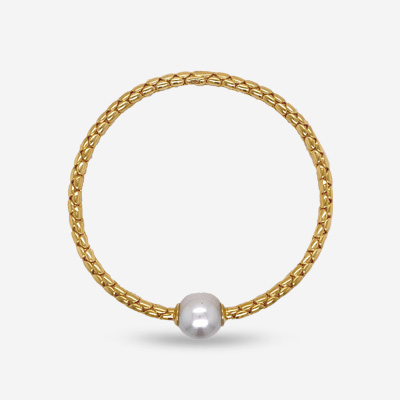 18KT Single Pearl Stretch Bracelet