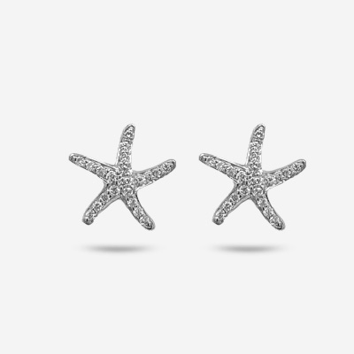 14KT Diamond Starfish Stud Earrings