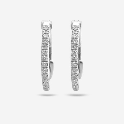 14KT Small Diamond Hinge Hoop Earrings