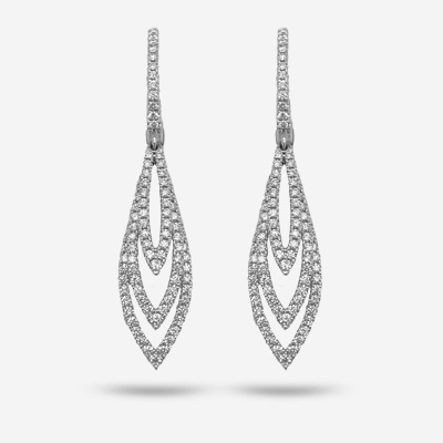 14KT Three Layer Diamond Teardrop Dangle Earrings