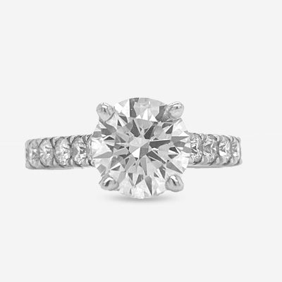14KT Round Center Diamond Engagement Ring