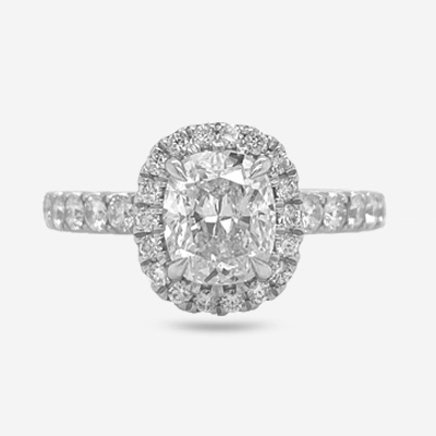 Platinum Cushion Center Diamond Engagement Ring