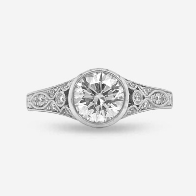 14KT Bezel Center Diamond Engagement Ring