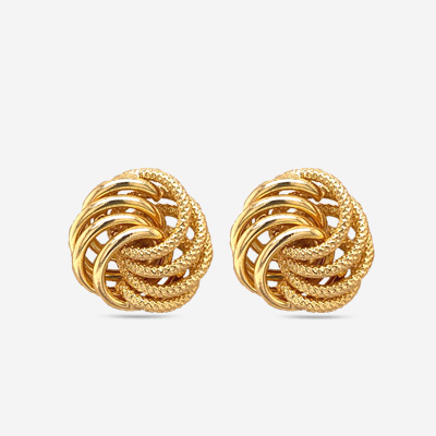 14KT Texture Fancy Swirl Stud Earrings