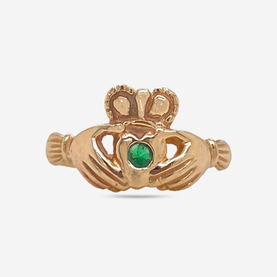 14KT Emerald Claddagh Ring
