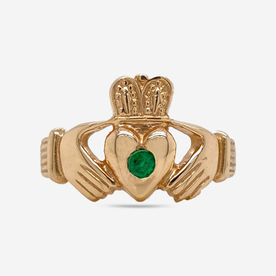 14KT Gentleman’s Emerald Claddagh Ring