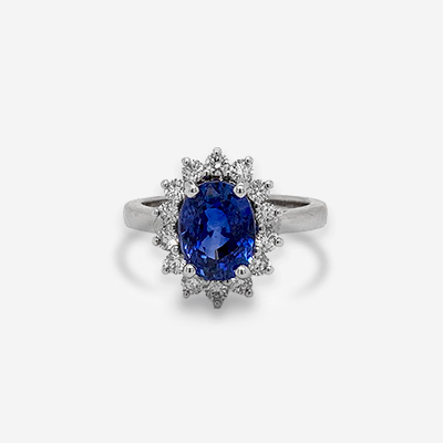 White Gold Diamond and Sapphire Ring